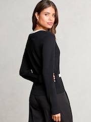 Lipsy Knitted V-Neck Tipped Long Sleeve Button Cardigan - Slika 4 iz 4