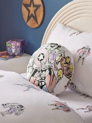 White Marvel 100% Cotton Circular Cushion - Image 1 of 6