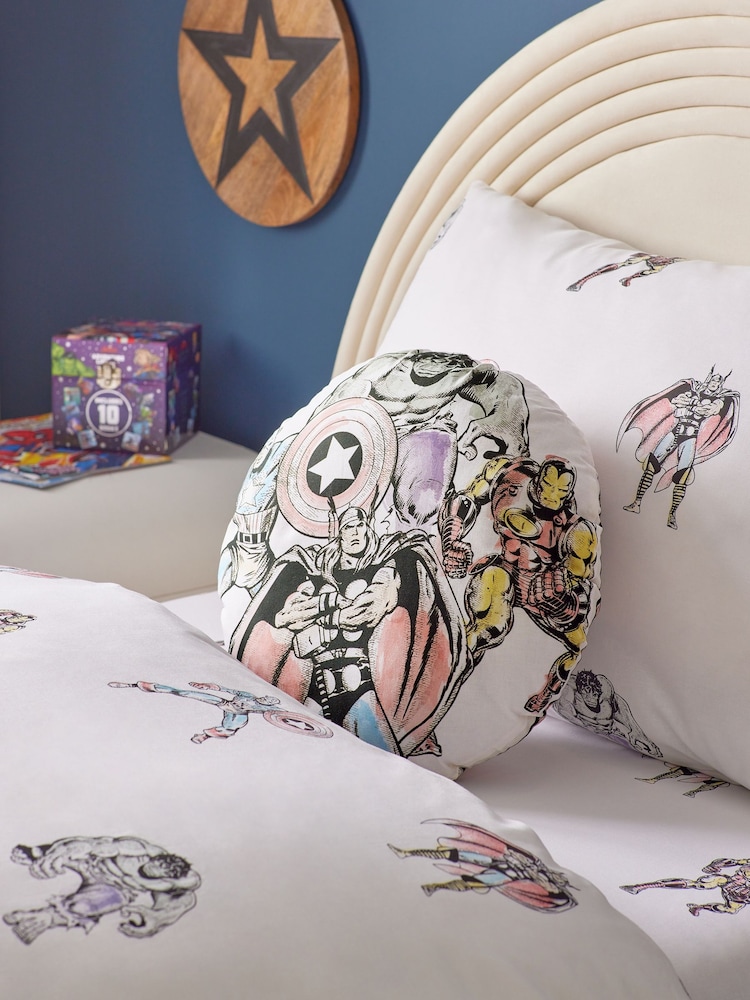 White Marvel 100% Cotton Circular Cushion - Image 1 of 6