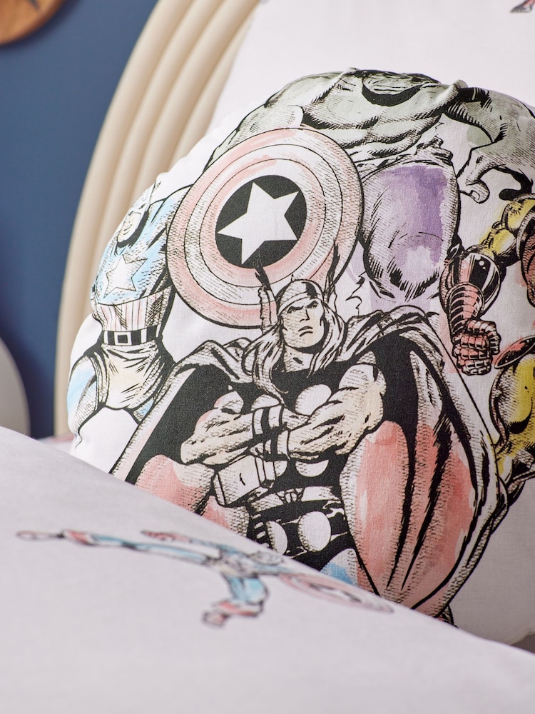 White Marvel 100% Cotton Circular Cushion - Image 3 of 6