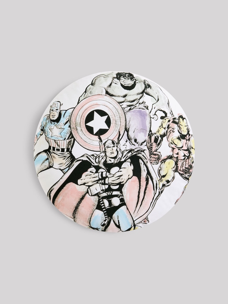White Marvel 100% Cotton Circular Cushion - Image 4 of 6
