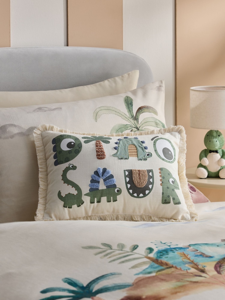 Dinosaur Slogan Cushion - صورة 1 من 4 Dinosaur Slogan Cushion - صورة 1 من 4