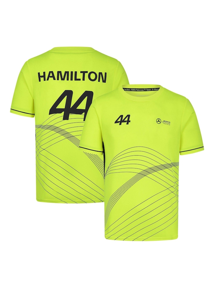 Fanatics Yellow F1 Mercedes AMG Petronas Lewis Hamilton 44 Sports T-Shirt - Image 1 of 3