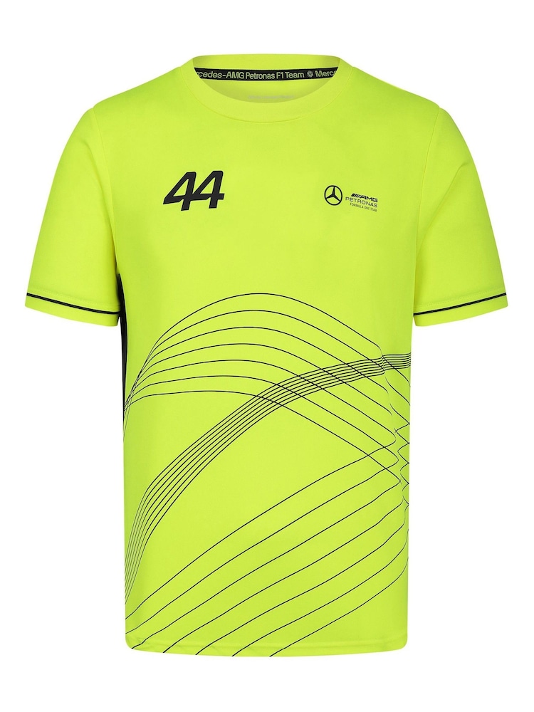 Fanatics Yellow F1 Mercedes AMG Petronas Lewis Hamilton 44 Sports T-Shirt - Image 2 of 3 Fanatics Yellow F1 Mercedes AMG Petronas Lewis Hamilton 44 Sports T-Shirt - Image 2 of 3