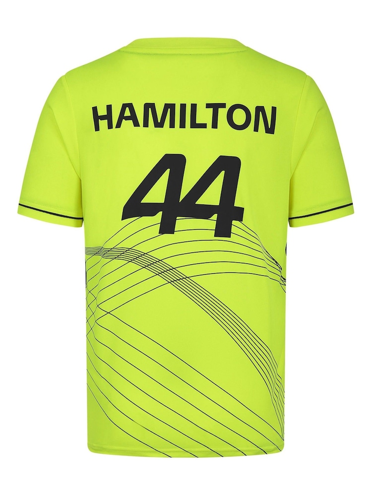 Fanatics Yellow F1 Mercedes AMG Petronas Lewis Hamilton 44 Sports T-Shirt - Image 3 of 3