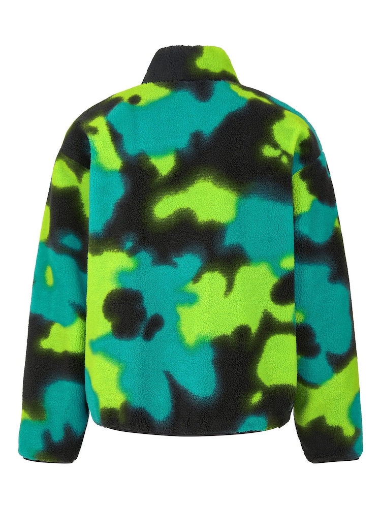 Fanatics Green F1 Mercedes AMG Petronas Team Spray Camo Sherpa Quarter Zip Fleece - Image 3 of 3