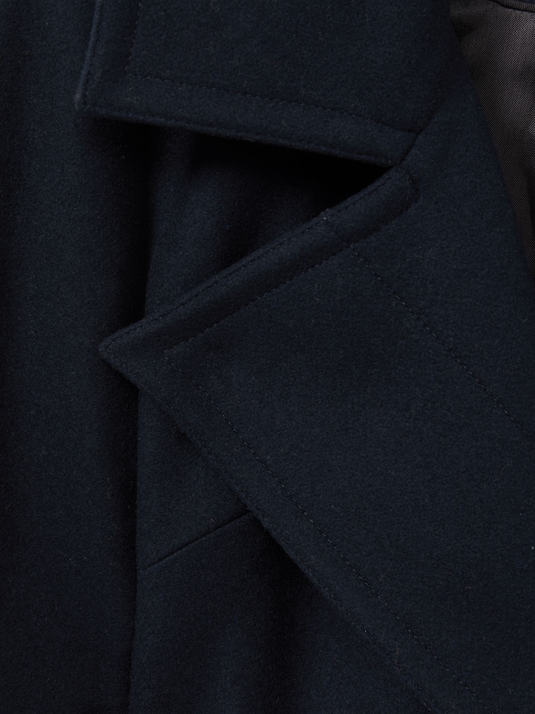 Reiss Teal Rae Wool Blend Belted Double Breasted Coat With Cashmere - Image 5 of 5