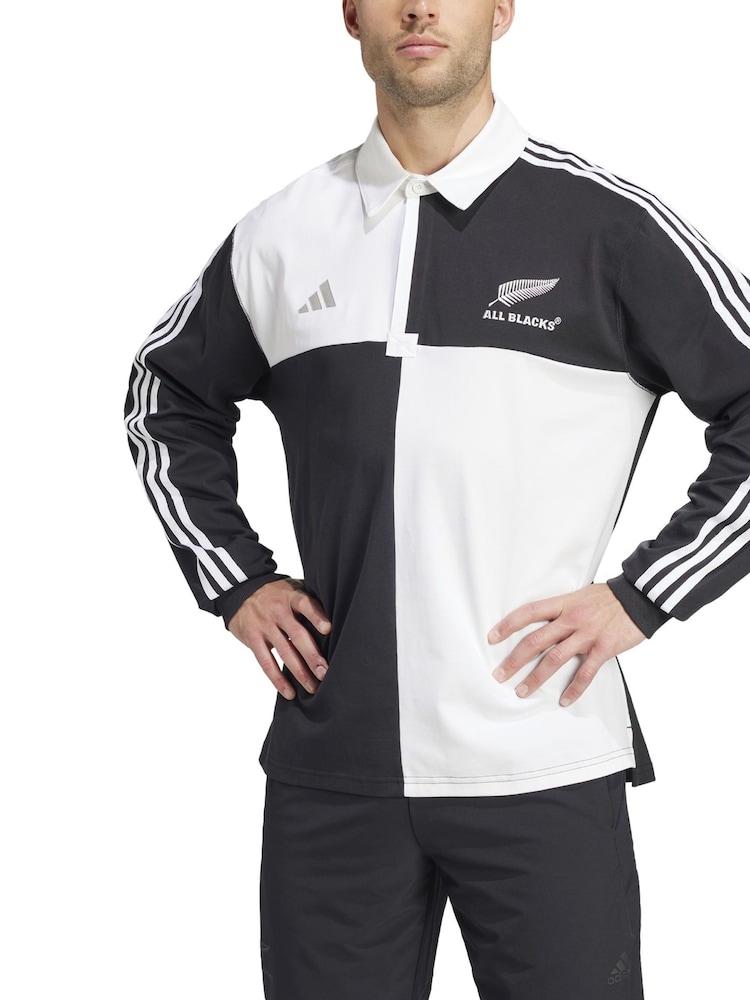 adidas Black All Blacks 2024/25 Heritage Long Sleeve Polo Shirt - Image 1 of 4