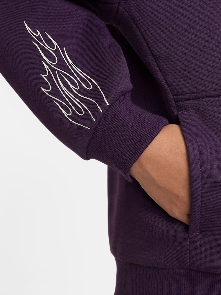 Nike Grand Purple Kylian Mbappe Club Fleece Football Hoodie - Image 3 of 3