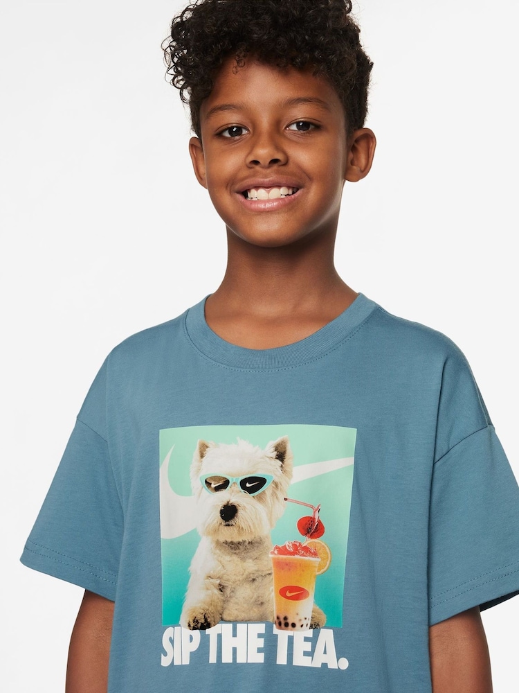 Nike Smokey Blue 100% Cotton Sportswear T-Shirt - Image 3 of 3