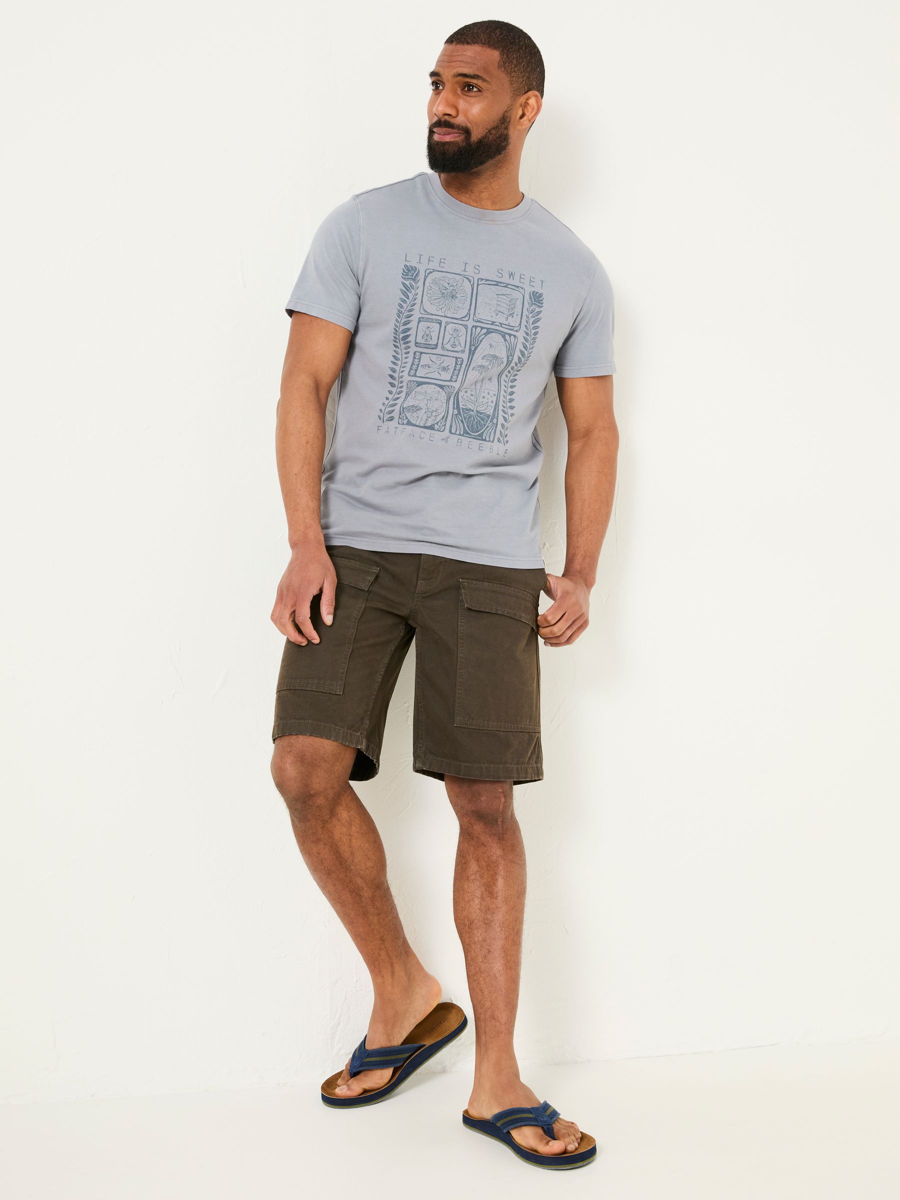Fatface Dark Brown Beeble Utility Shorts