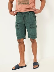 FatFace Rye Dark Teal Garment Dye Utility Shorts - Image 1 of 5