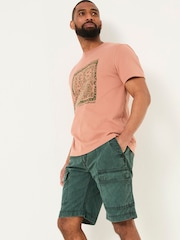 FatFace Rye Dark Teal Garment Dye Utility Shorts - Image 4 of 5
