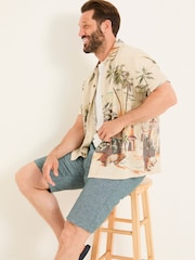 FatFace Mawes Dark Teal Cotton Linen Chino Shorts - Image 2 of 7