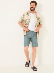 FatFace Mawes Dark Teal Cotton Linen Chino Shorts - Image 3 of 7