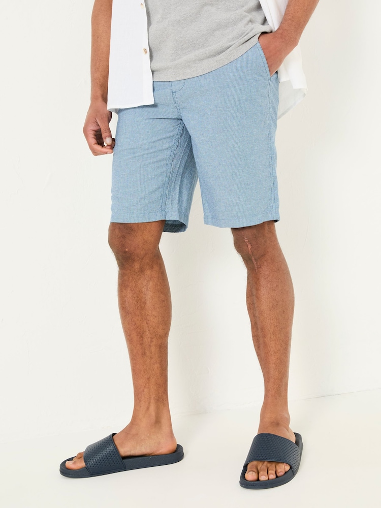 FatFace Mawes Blue Cotton Linen Chino Shorts - Image 1 of 7