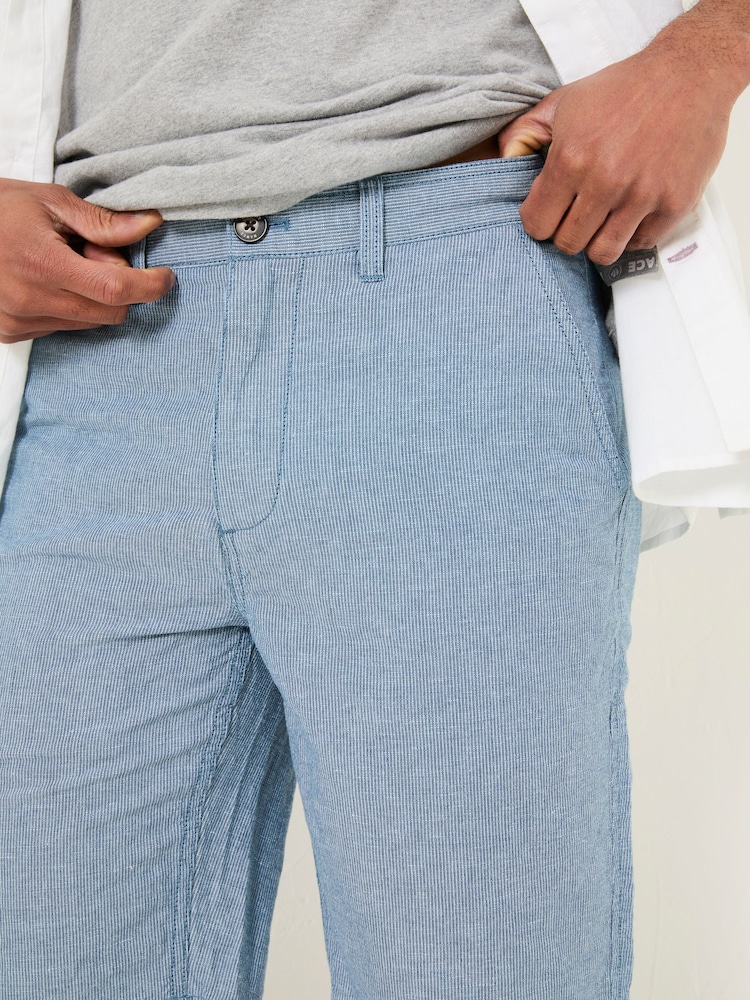 FatFace Mawes Blue Cotton Linen Chino Shorts - Image 2 of 7