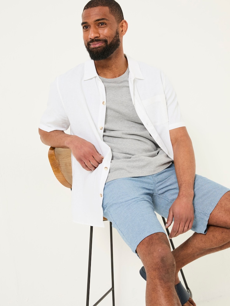 FatFace Mawes Blue Cotton Linen Chino Shorts - Image 3 of 7