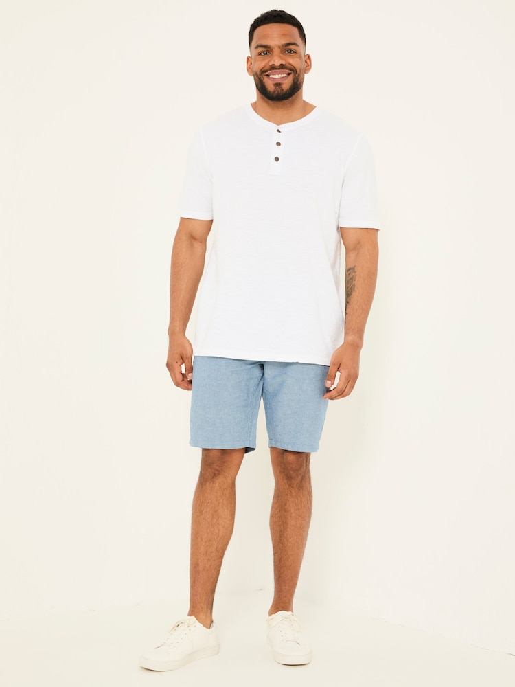 FatFace Mawes Blue Cotton Linen Chino Shorts - Image 5 of 7