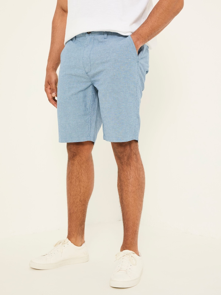 FatFace Mawes Blue Cotton Linen Chino Shorts - Image 6 of 7
