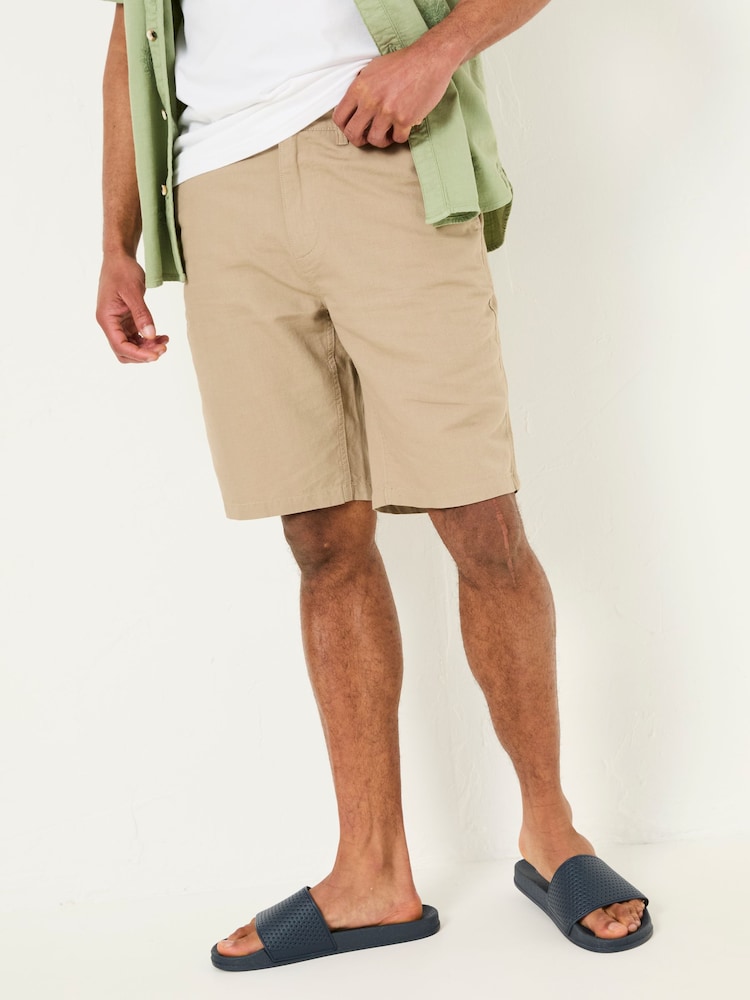 FatFace Mawes Stone Cotton Linen Chino Shorts - Image 1 of 7