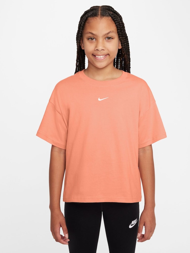 Nike Apricot Orange Sportswear Boxy 100% Cotton T-Shirt - Image 1 of 3