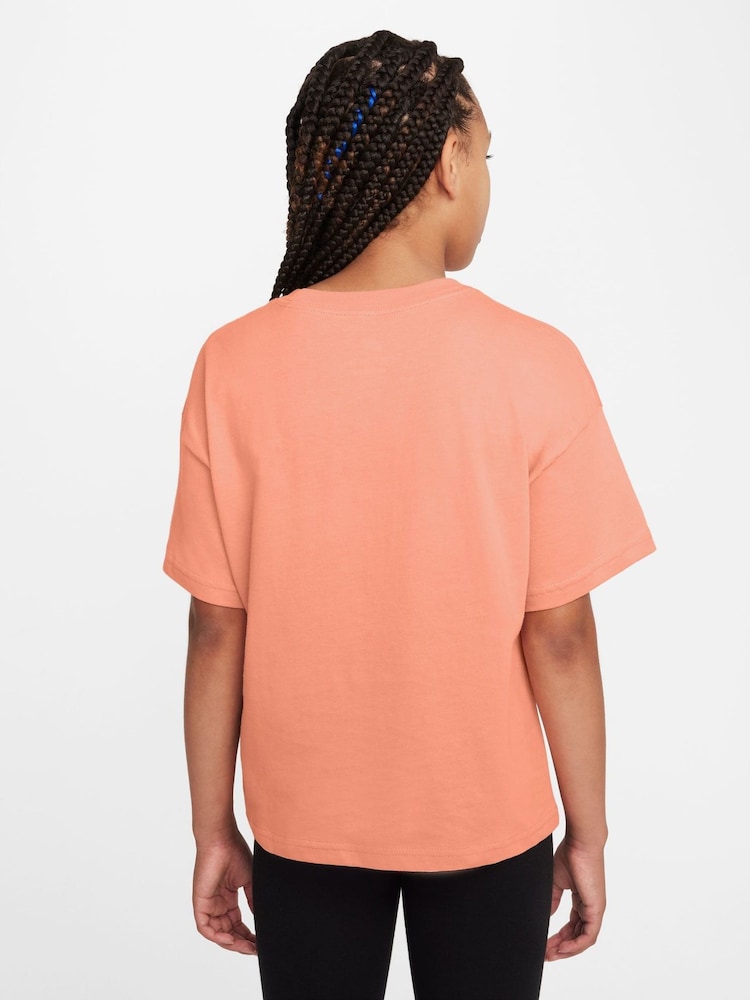 Nike Apricot Orange Sportswear Boxy 100% Cotton T-Shirt - Image 2 of 3