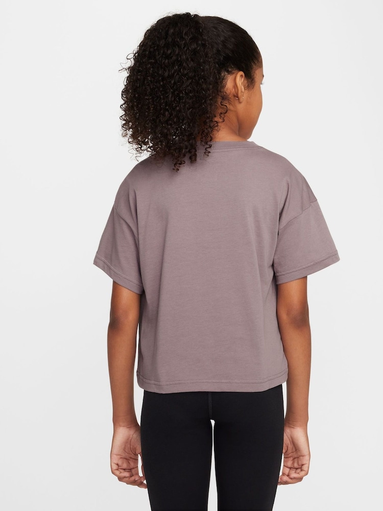 Nike Taupe Grey Sportswear Boxy 100% Cotton T-Shirt - Image 2 of 3