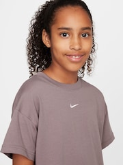 Nike Taupe Grey Sportswear Boxy 100% Cotton T-Shirt - Image 3 of 3