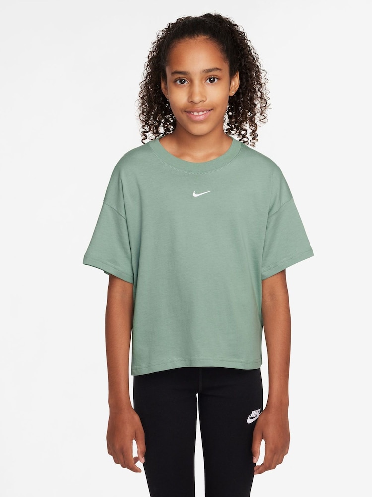 Nike Steam Green Sportswear Boxy 100% Cotton T-Shirt - Image 1 of 3