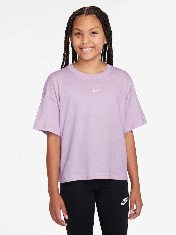 Nike Doll Lilac Sportswear Boxy 100% Cotton T-Shirt - Image 1 of 3