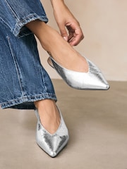Silver Forever Comfort® Point Toe Sling Back Shoes - Image 1 of 12