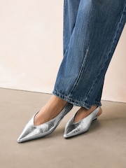 Silver Forever Comfort® Point Toe Sling Back Shoes - Image 5 of 12