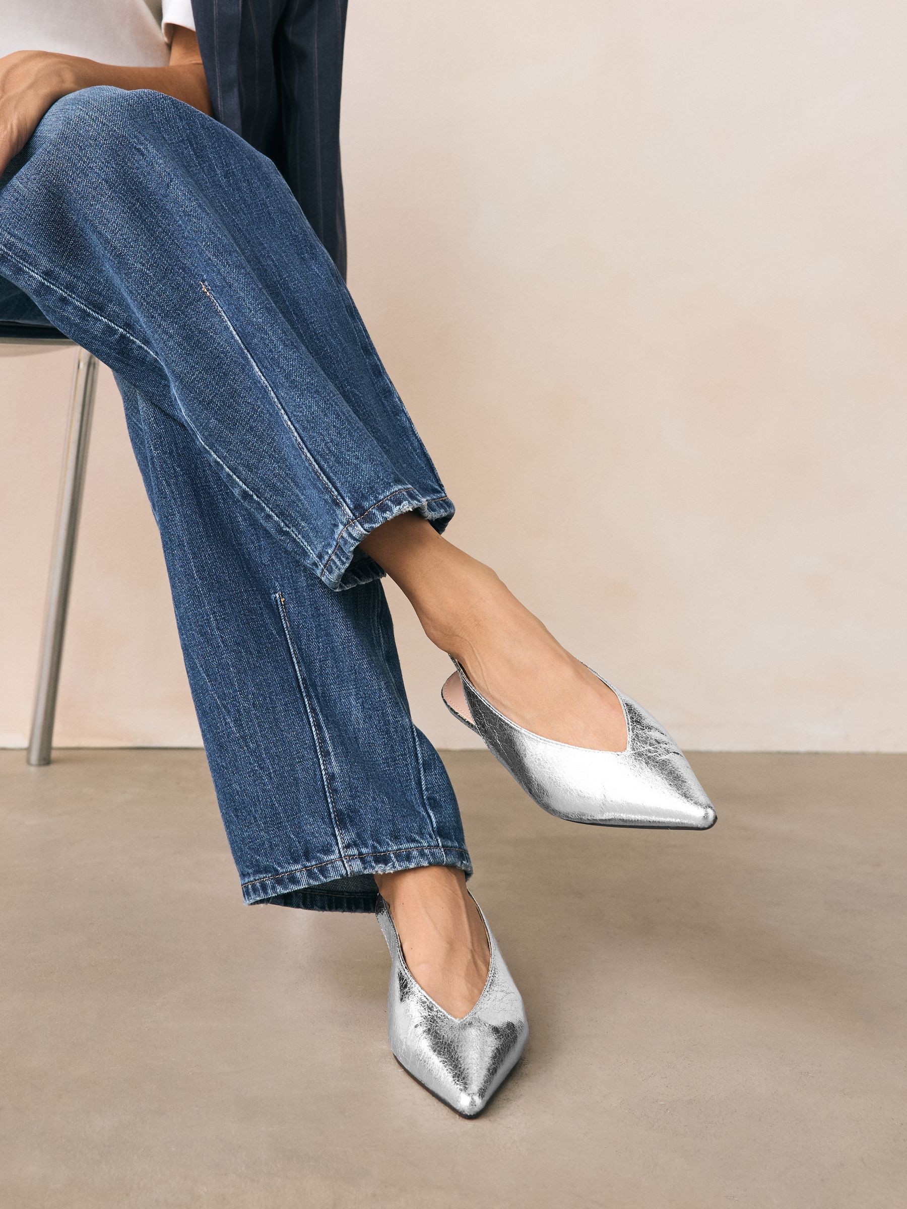 Buy Silver Print Forever Comfort® Point Toe Sling Back Shoes from