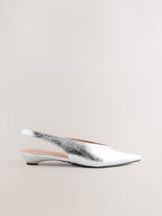 Silver Forever Comfort® Point Toe Sling Back Shoes - Image 9 of 12