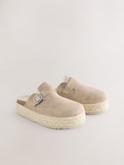Neutral Forever Comfort® Leather Round Toe Espadrille Chunky Clogs - Image 2 of 5