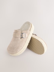Neutral Forever Comfort® Leather Round Toe Espadrille Chunky Clogs - Image 4 of 5