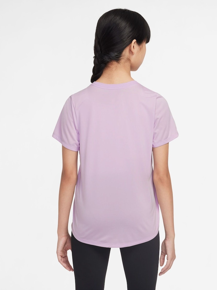 Nike Doll Lilac Dri-FIT One Short Sleeve T-Shirt - Image 2 of 3 Nike Doll Lilac Dri-FIT One Short Sleeve T-Shirt - Image 2 of 3