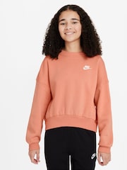 Nike Apricot Orange Club Fleece Boxy Crewneck Sweatshirt - Image 1 of 3