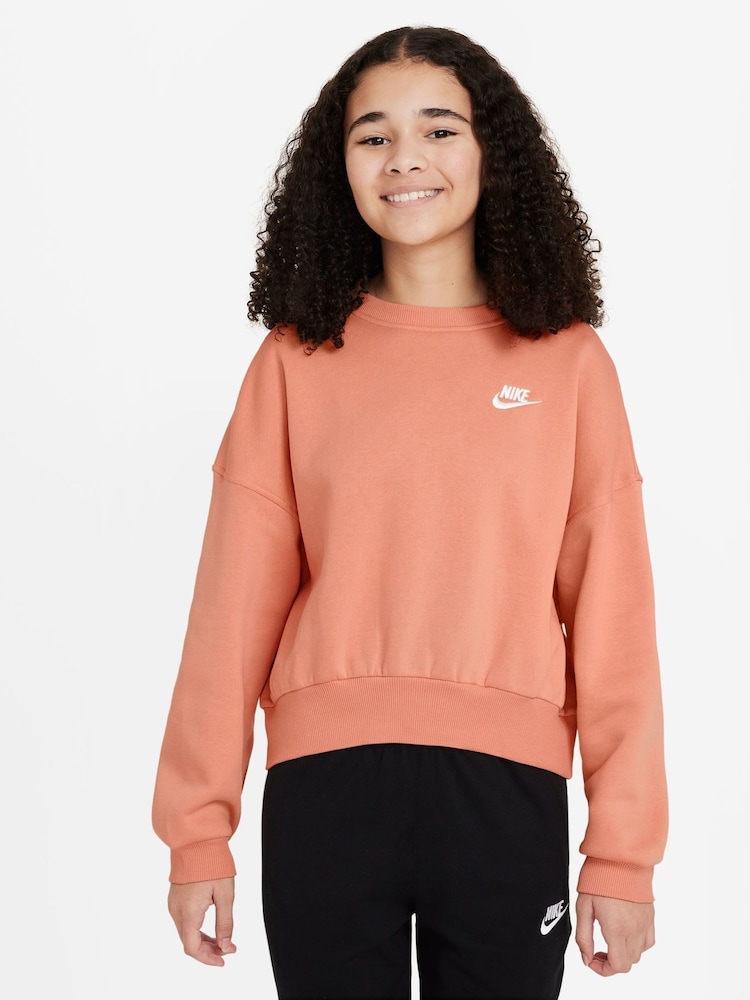 Nike Apricot Orange Club Fleece Boxy Crewneck Sweatshirt - Image 1 of 3