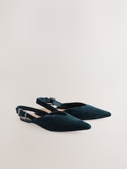 Marinha - Forever Comfort® Leather Point Toe Buckle Slingback Shoes - Imagem 6 de 9