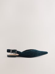 Marinha - Forever Comfort® Leather Point Toe Buckle Slingback Shoes - Imagem 7 de 9