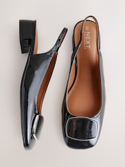 Black Forever Comfort® Square Toe Hardware Detail Slingbacks - Image 1 of 5