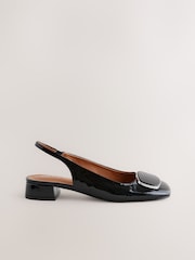 Black Forever Comfort® Square Toe Hardware Detail Slingbacks - Image 3 of 5
