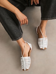 Белый - Кожаные сандалии с квадратным носком и ремешками Forever Comfort® - Image 1 of 7