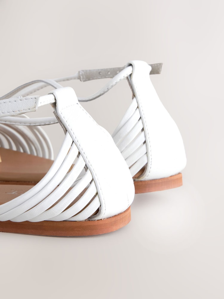 Белый - Кожаные сандалии с квадратным носком и ремешками Forever Comfort® - Image 7 of 7
