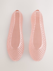 Neutral Nude Round Toe Jelly Ballerinas - Image 1 of 10