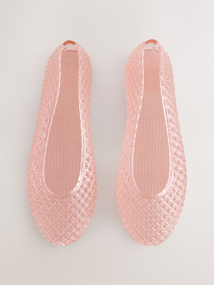 Neutral Nude Round Toe Jelly Ballerinas - Image 1 of 10