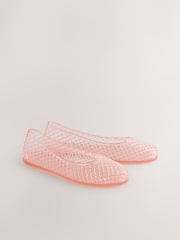Neutral Nude Round Toe Jelly Ballerinas - Image 6 of 10