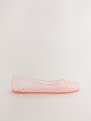 Neutral Nude Round Toe Jelly Ballerinas - Image 7 of 10